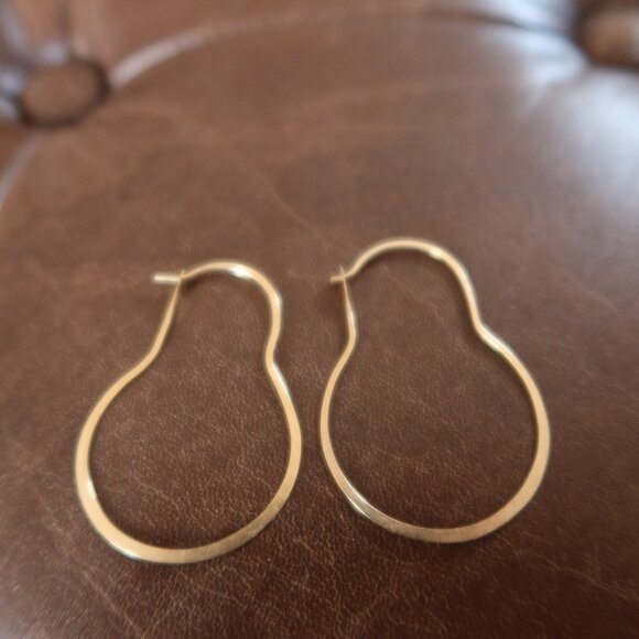 $695 Melissa Joy Manning 14K yellow gold 1 3/4" dangle hoop earrings MJM light! - Picture 3 of 15